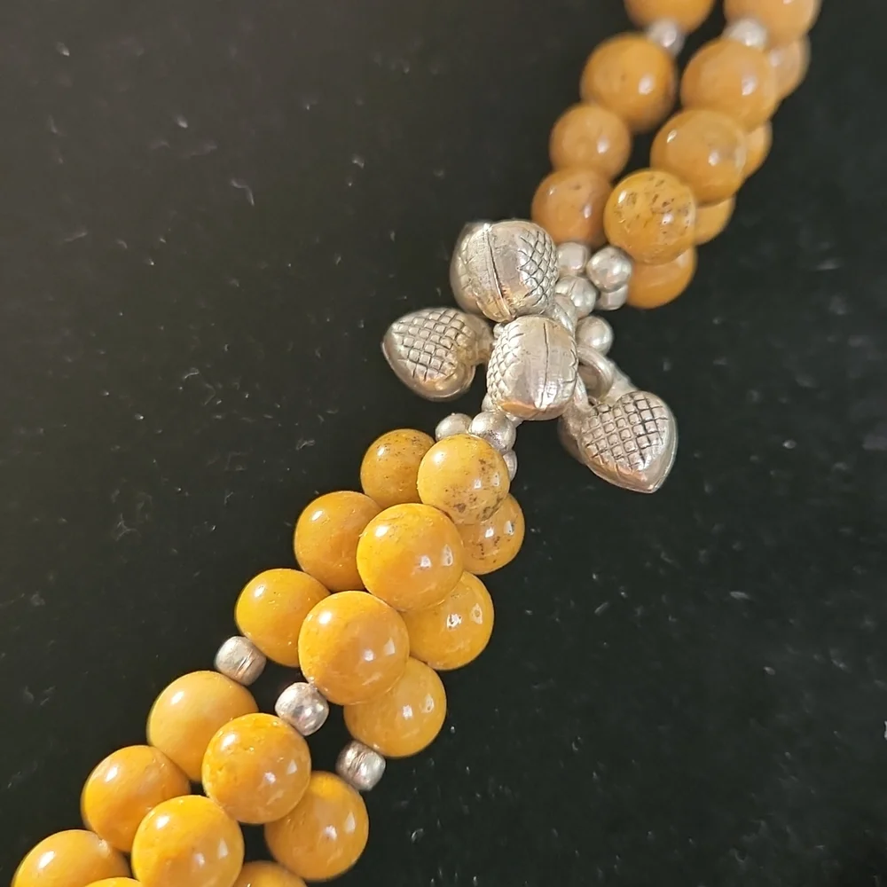 Sterling Silver with Golen Brown Speckeled Stone Necklace